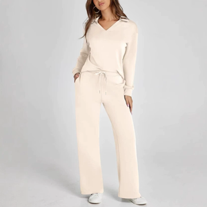Spring Fashion Casual Women's Clothes Ladies Long Sleeve Drawstring Solid Color commuter Trousers Women Two Piece <b>Pants</b> Sets - Product Image 1