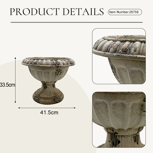 Urne de jardin décorative vintage en magnésie blanche, à motif rainuré, pour extérieur, idéale pour <span class=keywords><strong>buis</strong></span>, labyrinthe ou roses - Prix usine - Product Image 4