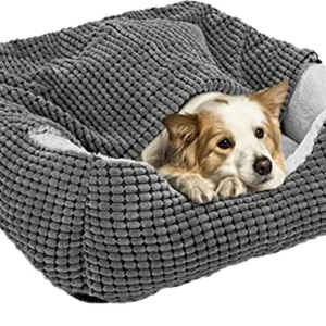 Yumuşak Yün Peluş Mağara Köpek Yatağı Sıcak Kapalı Kapüşonlu Örtü Rahat Yuva Kaymaz Taban Yıkanabilir XL Orta/Büyük Boy Köpekler İçin - Product Image 1