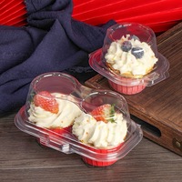 Paquet de 2 boîtes d'emballage transparentes pour cupcakes Récipient en plastique jetable pour muffins et gâteaux pour desserts, bonbons à usage alimentaire