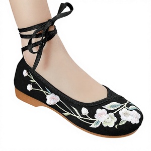 Zapatos de Lona Bordados con Cordones y Tacón Bajo, Sin Caja, Tallas Completas, Suela de Tendón de Res, Oferta Relámpago, Envío Directo - Product Image 1