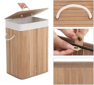 Vendita calda su misura pieghevole in tela di stoccaggio di vestiti sporchi <span class=keywords><strong>cesto</strong></span> portabiancheria di bambù con staccabile - Product Image 2