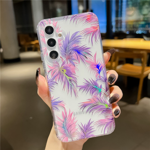 Funda de teléfono con flores de luz azul láser de lujo de diseño claro para Samsung S24 S23 S22 <span class=keywords><strong>A13</strong></span> A14 A24 A34 A53 A54 A15 A55 - Product Image 6