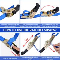 Sangles à cliquet en polyester de 1 po x 16 pi avec crochets en S, haute résistance à la rupture, pour attelage de bateau, remorque et fixation sur transom, pour bateaux et jet-skis