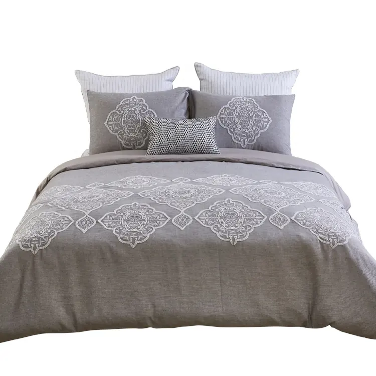 Housse de couette et d'oreiller en coton pur, taie d'oreiller classique avec motif floral