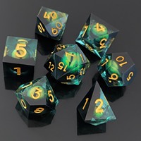 Ensembles de dés polyédriques en résine à noyau liquide œil de dragon bleu spécial pour le jeu DND