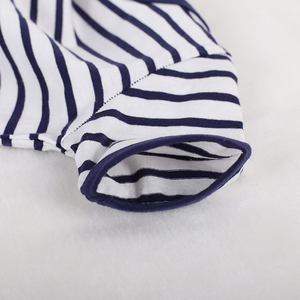 100% algodón de verano de estilo marino a <span class=keywords><strong>rayas</strong></span> de manga corta bebé niña <span class=keywords><strong>vestido</strong></span> con anillo broches - Product Image 4
