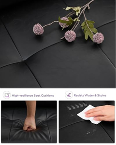 Sofá seccional reclinable eléctrico multifuncional con silla eléctrica, puertos USB para cargar, portavasos y tapicería de cuero PU para sala de estar o cine. - Product Image 6