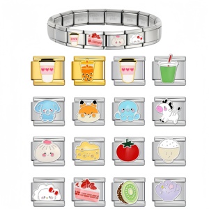 Bracelet à Breloques Italien en Acier Inoxydable, Motifs Fruits et Dessins Animés, Bijou Tendance, Cadeau Fête des Mères, Vente en Gros - Product Image 1