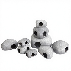 Adorno Ecológico de Cerámica con Forma de Cueva de Tres Agujeros para Acuario, Decoración para Peceras - Product Image 3