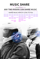 Intercom Bluetooth pour moto TOUCARE T30S, communication de groupe sur 1,2 mile, changement de canal rapide, casque étanche
