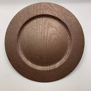 13" Round Faux <strong>Wooden</strong> Charger <strong>Plate</strong> Antique Plastic <strong>Plate</strong> Bulk Wedding Charger Service for Dinner <strong>Plates</strong> Elegant Decor Place - Product Image 4