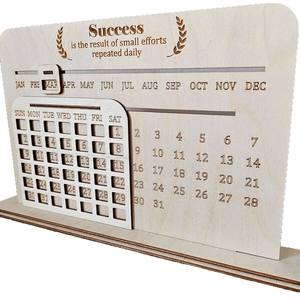 Индивидуальные деревянные резные вечные календари, самодельное украшение для дома и офиса ручной работы, креативные и персонализированные подарки - Product Image 5