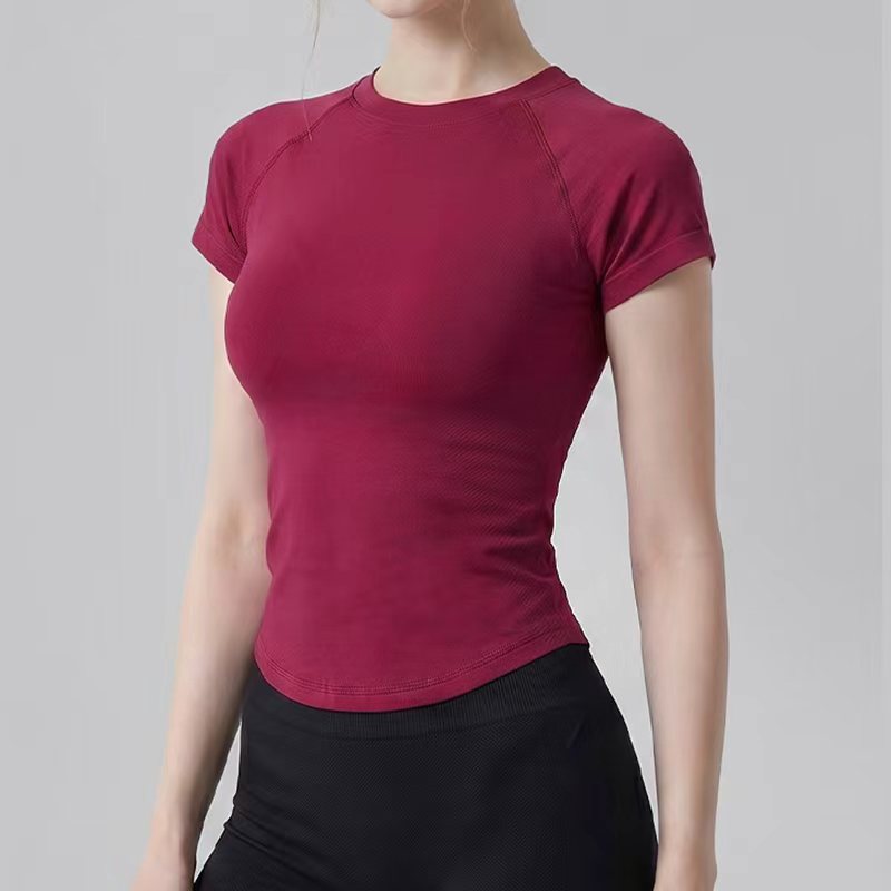 Custom Seamless Women's Sport T-shirt High Quality Slim Fit Running Fitness Short Sleeve Gym Shirts Breathable Yoga Tops