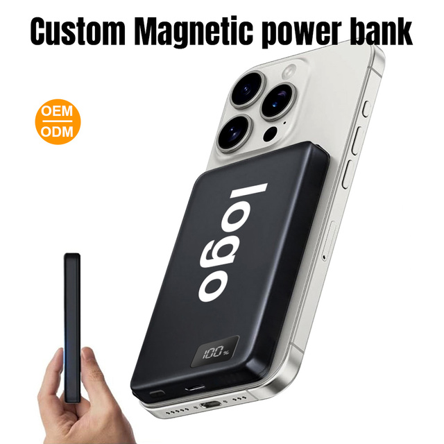 5000mAh Magnetic Ring Wireless Power Bank with Li-Polymer Battery Ultra Slim & Portable Holder for iPhone 12 Pro Max/X/XR/11 Pro