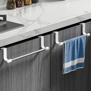 Toallero minimalista de barra única para puerta de armario de cocina, no requiere perforación, fácil instalación, capacidad de carga de 5 kg, plástico - Product Image 2