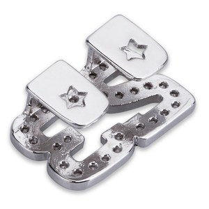 Grillz para dientes con microincrustaciones de circonita, diseño de bracket dental número 23, en oro y plata, estilo Hip Hop, unisex, para uso diario. - Product Image 4