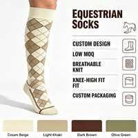 Chaussettes d'équitation professionnelles à motif Argyle, chaussettes de sport à compression haute jusqu'au genou, chaussettes d'équitation athlétiques, design personnalisé avec logo