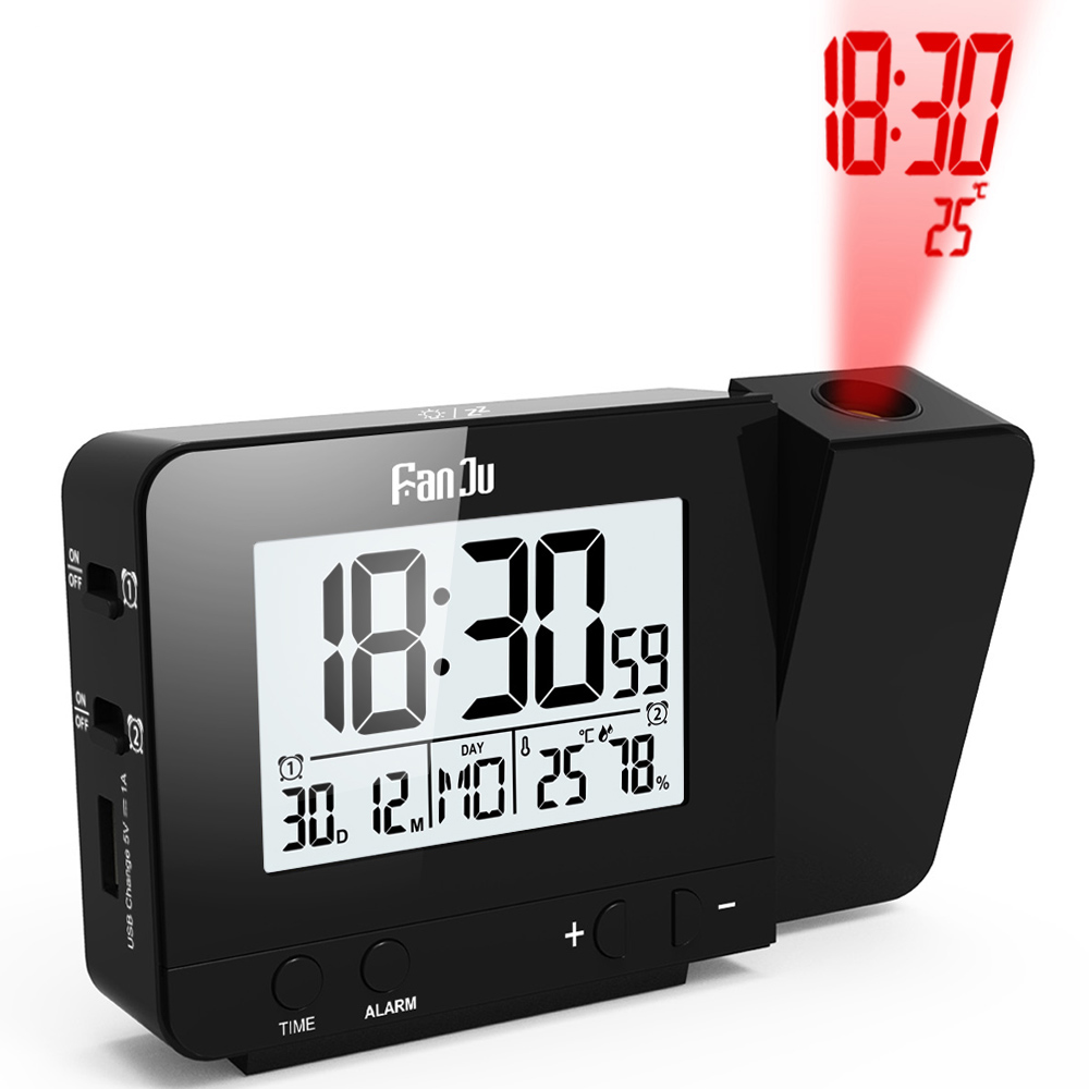 Projection Alarm Clock Digital Snooze Function Backlight Wall Desk Table Clock With Time Projection