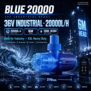 Pompe à eau submersible DC 36V <span class=keywords><strong>XXL</strong></span> bleue 20000L/H 6M Garantie 5 ans Sans balais Silencieuse Écologique Durable 50W ABS Sacs Utilisation extérieure - Product Image 1