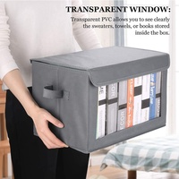 Paniers de rangement pliables en tissu avec poignée, organiseur, boîte de rangement avec fenêtre transparente pour vêtements
