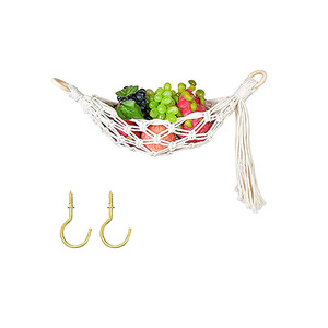Fruit Veggie Hammock Under Cabinet Handmade Woven Hanging Hammock Cotton Fruit Holder Decor Macrame Fruit Holder Net