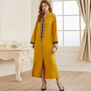 2022 müslüman moda kapşonlu el dikişli elmas Kaftan Marocain parti ince görünüm egzotik arap elbise bayanlar kurtis - Product Image 2