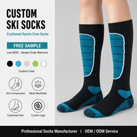 Chaussettes de ski unisexes noires avec coussinets rembourrés pour les tibias, chaussettes de snowboard hautes jusqu'au genou, talon et orteils renforcés, chaussettes de sport d'hiver