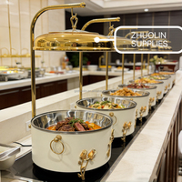 Chauffe-Plat de Luxe Noir 8L pour Buffet, Présentoir de Service pour Fêtes et Événements, avec Couvercle Suspendu Forever Gold