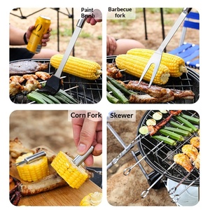 Nuevo Juego de Barbacoa de <span class=keywords><strong>Acero</strong></span> Inoxidable de 6 Piezas con Bolsa de Tela, Herramientas <span class=keywords><strong>para</strong></span> Barbacoa al Aire Libre - Product Image 4