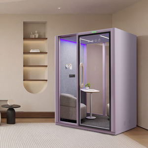 Cabine <span class=keywords><strong>de</strong></span> réunion mobile pour <span class=keywords><strong>2</strong></span> personnes, cabine <span class=keywords><strong>de</strong></span> <span class=keywords><strong>travail</strong></span> insonorisée pour la maison, cabine d'étude à faible bruit avec éclairage LED, cabine acoustique - Product Image 1