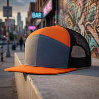 Casquette de baseball unisexe en maille respirante, à visière plate, à sept panneaux, avec logo brodé en 3D, style transfrontalier, légère