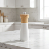 Moulin à poivre et à sel manuel en bois massif, en acier inoxydable, compatible micro-ondes, noir et blanc, pour cuisine et table, vente en gros