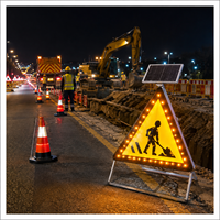 Señal de Tráfico LED Solar Personalizada de Fábrica, Señal de Advertencia Alimentada por Energía Solar con Símbolo Personalizado para Seguridad en la Construcción y Carreteras