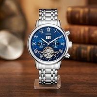 Montre mécanique automatique de luxe pour homme, étanche, avec calendrier, tourbillon, luminescente, style hip-hop, modèle 1406