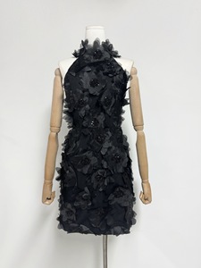 Aelesen elegante con applicazioni impiombate abito da datazione per donna con scollo all'americana senza maniche a vita alta di temperamento Mini moda femminile - Product Image 5