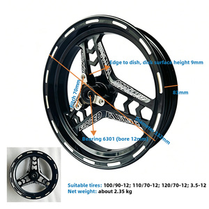 En stock, moyeu de roue en alliage d'aluminium AFTFA à motif étoile de 12 pouces, pièce de rechange pour moto, <span class=keywords><strong>jante</strong></span> de vélo électrique - Product Image 3