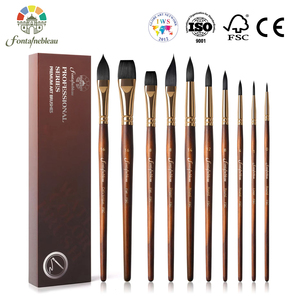 Lot <span class=keywords><strong>de</strong></span> 10 pinceaux à aquarelle en poils naturels Fontainebleau # 0 # 1 # 4 pinceaux plats ronds à pointe en poils synthétiques doux d'écureuil pour peinture acrylique - Product Image 1