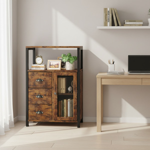 Armoire de rangement moderne industrielle rustique en bois et en métal noir pour la maison hôtel pour le salon chambre <span class=keywords><strong>cuisine</strong></span> salle à manger salle de bain - Product Image 1