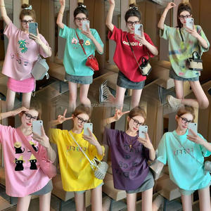 T-shirts amples longs pour femmes style <span class=keywords><strong>Hip</strong></span> <span class=keywords><strong>Hop</strong></span>, imprimé animal et couleurs mélangées, 100 % coton, commande en gros pour les magasins de vêtements - Product Image 6