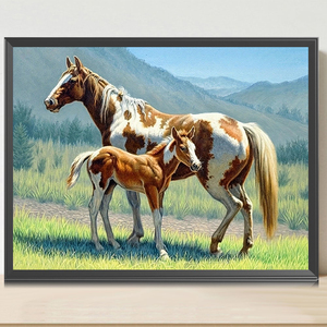 DIY 40x50cm Brownish White <strong>Horse</strong> Diamond <strong>Painting</strong> Full Round Beads Animal Theme Diamond <strong>Painting</strong> for Home Decoration - Product Image 4