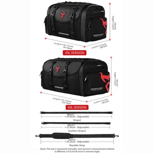Sac de selle étanche pour moto, 45 à 60 litres, grande capacité, multifonction, sac de siège arrière pour la conduite et les voyages, sacoche de moto extensible - Product Image 3