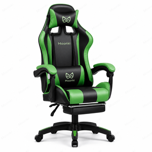 Chaise de jeu ergonomique Moonki en cuir PU, accoudoirs 4D, base pivotante, inclinaison manuelle, style exécutif - Product Image 2