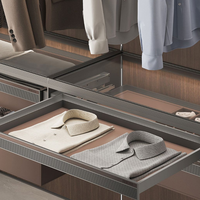 ELLECASA Panier de rangement plat en alliage d'aluminium pour armoire, à fixer sur porte, profil bas, organisateur amovible pour vêtements pliés et chemises