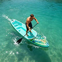 Planche à pagaie gonflable tropicale de 11' pour adultes, SUP de tourisme extra large et stable de 33' avec design Monstera de 6' d'épaisseur