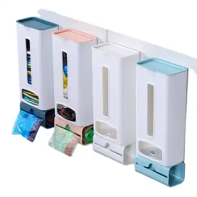 Wholesale Punch-free garbage bag storage box put plastic bag collector wall  hanging kitchen convenient bag removable sorting box From m.