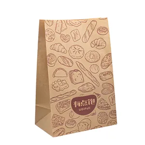 Kraft Paper Bags Custom Printed Logo Disposable Biodegradable Greaseproof Take Away Small Sos Brown White Carton Tin Tie Bag 10