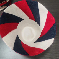 CZ069 Vente en gros Base de chapeau conique en feutre de poils de lapin rayé en spirale rouge, noir et blanc, vierge et non finie, pour la fabrication artisanale de chapeaux et la mercerie
