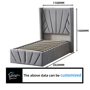 Alta calidad, alto acolchado, elegante terciopelo copetudo, dormitorio infantil, cama para niños con almacenamiento incorporado, nuevo marco de cama tapizado - Product Image 2