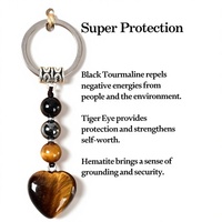 Porte-clés pendentif en fer perlé en forme de cœur, pierre d'amour simple et colorée, best-seller transfrontalier Europe-États-Unis